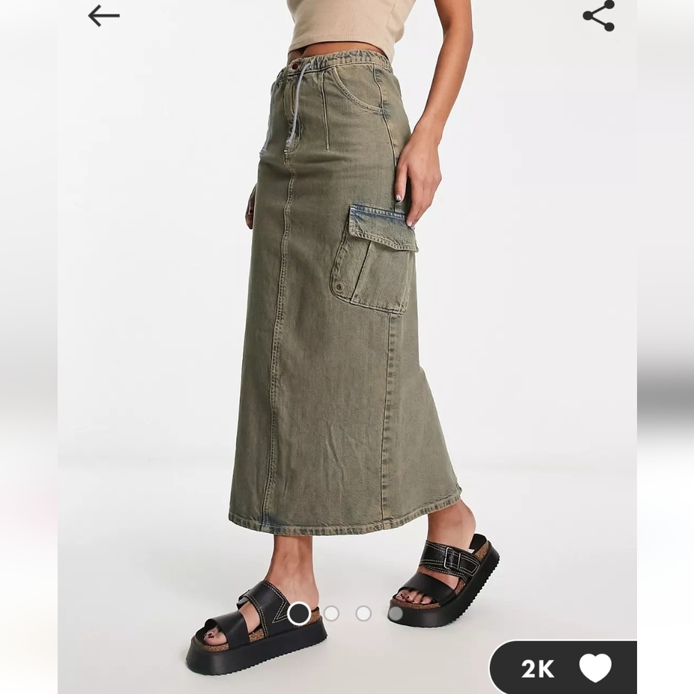 Asos Denim Maxi Cargo Skirt